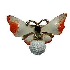 Vintage Enamel And Rhinestone Butterfly Brooch/ Pin‎